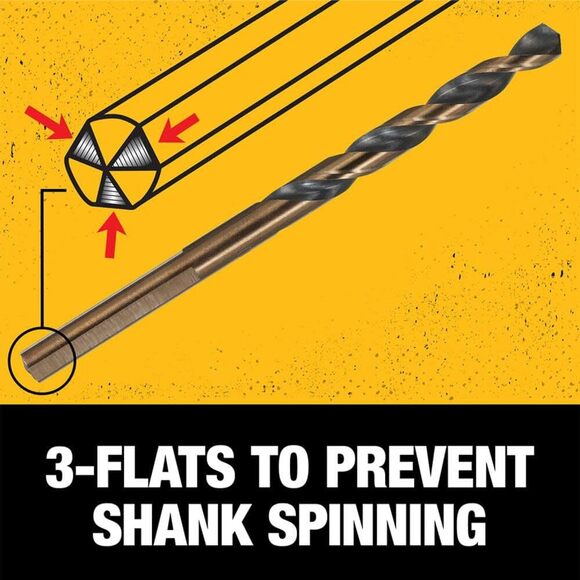 NWT DEWALT 14-Piece Drill Bit Set, 3-Flats Shank, DWA1184, for Wood/Metal - Picture 4 of 7